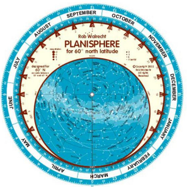 Rob Walrecht Harta cerului Planisphere 60°N 25cm