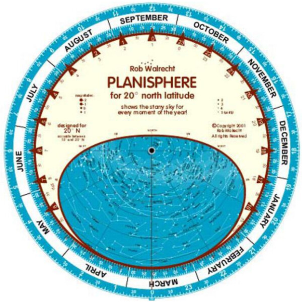 Rob Walrecht Harta cerului Planisphère 20°N 25cm