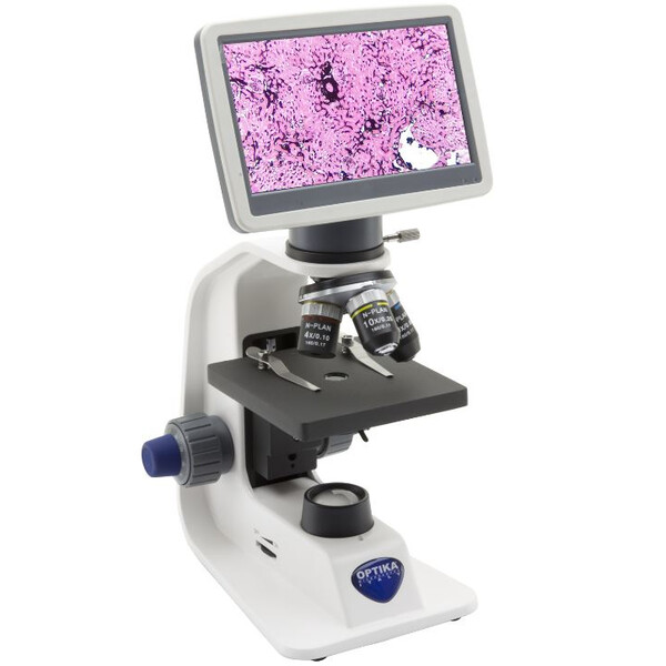 Optika Microscop B-151R-PLV, Digital, mono, DIN, n-plan, 40x-400x, LED 1W, 2 MP, 30fps, LCD, +cap, baterie reîncărcabilă