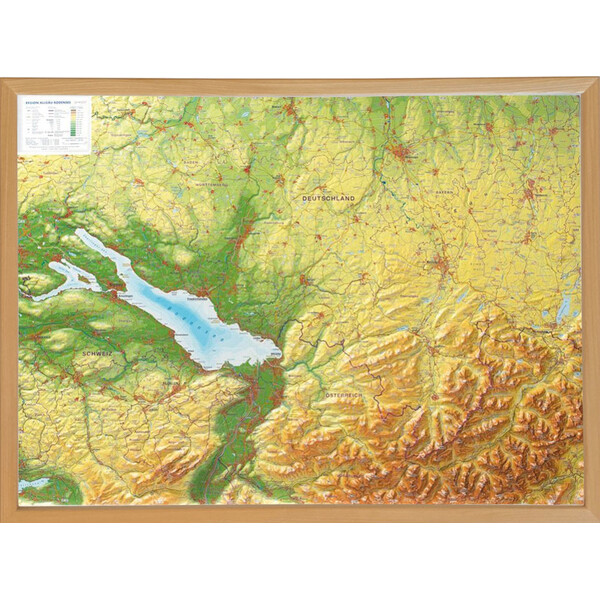 Georelief Harta regionala Allgäu Bodensee 3D Reliefkarte (77 x 57 cm)