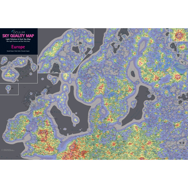 Carte des continents Oculum Verlag Sky Quality Map Europe