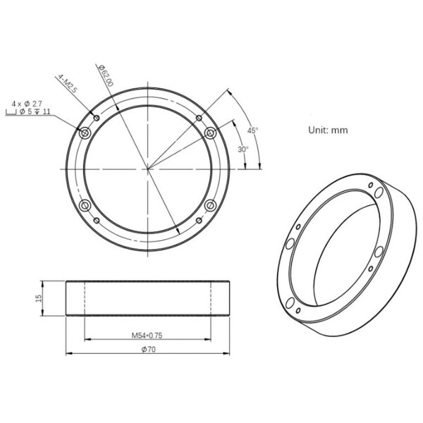 ZWO Adaptoare D70-M54F