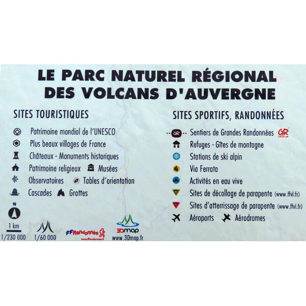 3Dmap Harta regionala Le Parc Naturel Régional des Volcans d'Auvergne