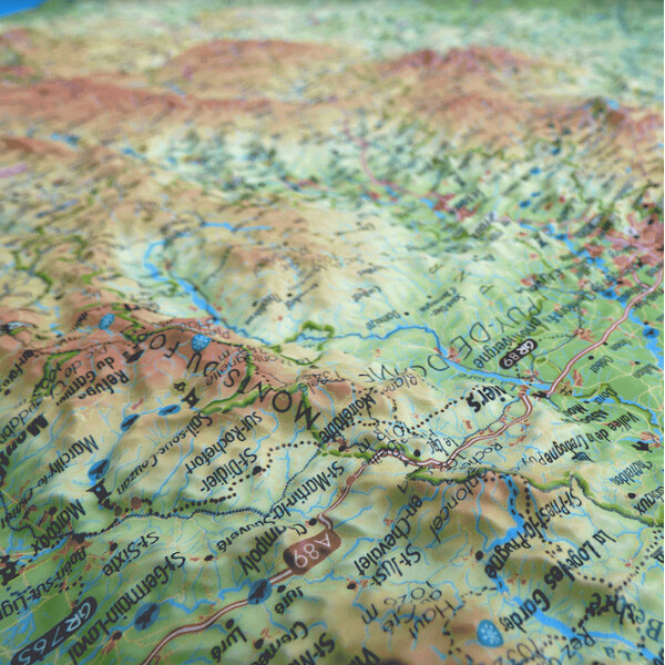 3Dmap Harta regionala Le Massif Central