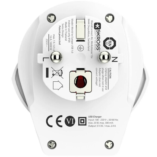 Skross Adaptor de călătorie World to Europe USB 1.0