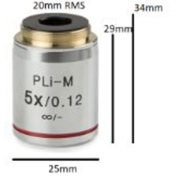 Euromex obiectiv Objektiv IS.8105, Plan PL 5x/0.12, w.d. 15.5 mm, infinity, cov glas -(bScope)