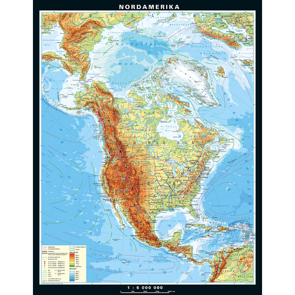 PONS Hartă continentală America de Nord fizică (158 x 203 cm)