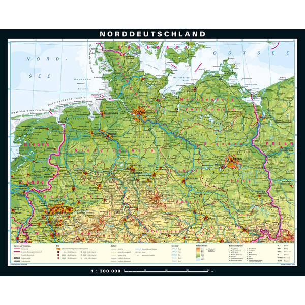 PONS Harta regionala Germania de Nord fizică (243 x 197 cm)