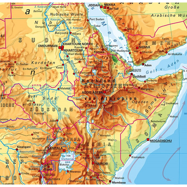 PONS Hartă continentală Africa fizică (157 x 206 cm)