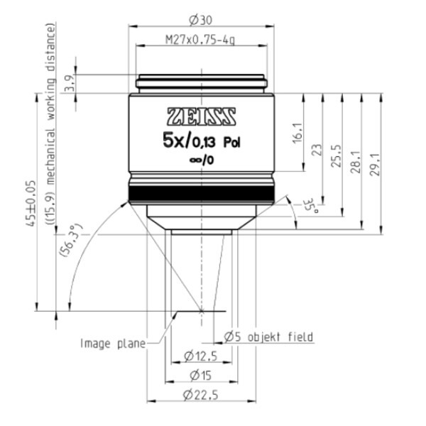 ZEISS obiectiv EC Epiplan-Neofluar, POL,  5x/0,13; wd=15,8mm