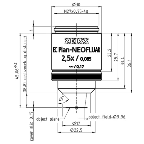 ZEISS Obiectiv EC Plan-Neofluar, 2.5x/0.085 wd=8.8mm