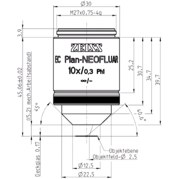 ZEISS obiectiv Objektiv EC Plan-Neofluar, Ph1, 10x/0,3 wd=5,2mm