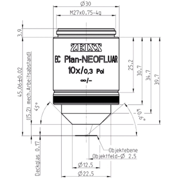 ZEISS Obiectiv EC Plan-Neofluar, POL, 10x/0.3 Pol wd=5.2mm