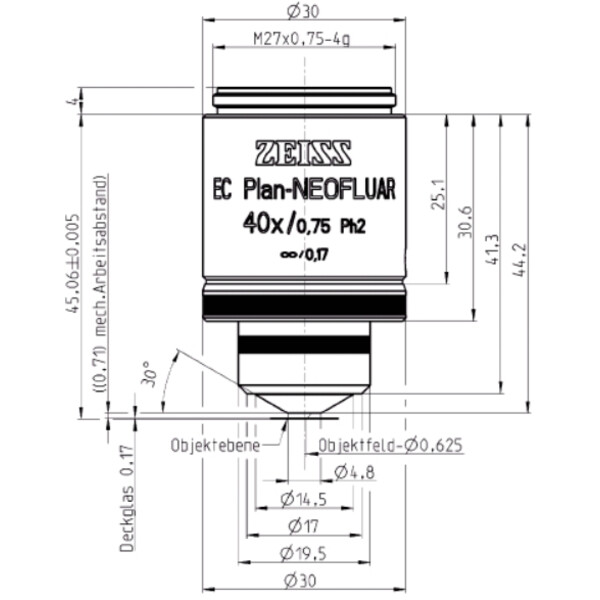 ZEISS Obiectiv EC Plan-Neofluar,Ph2 , 40x/0.75, wd=0.71