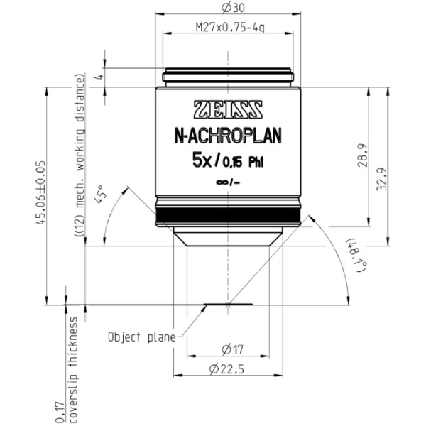 ZEISS Obiectiv N-Achroplan 5x/0.15 Ph1 wd=12.0mm