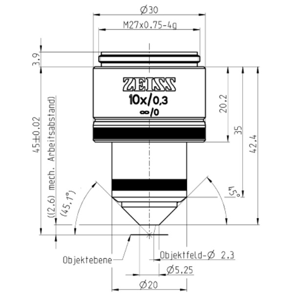 ZEISS Obiectiv W N-Achroplan 10x/0.3 wd=2.6mm
