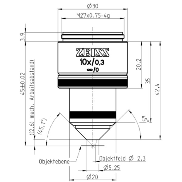 ZEISS obiectiv Objektiv W N-Achroplan 10x/0,3 wd=2,6mm