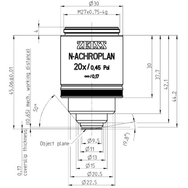 ZEISS Obiectiv N-Achroplan 20x/0.45 Pol wd=0.63mm