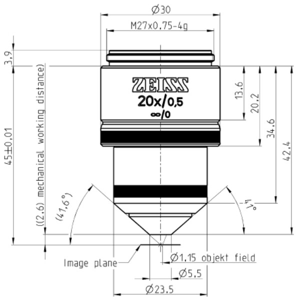 ZEISS Obiectiv W N-Achroplan 20x/0.5 wd=2.6mm