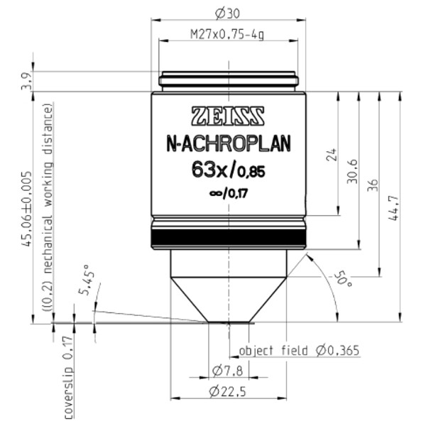 ZEISS Obiectiv N-Achroplan 63x/0.85 wd=0.20mm