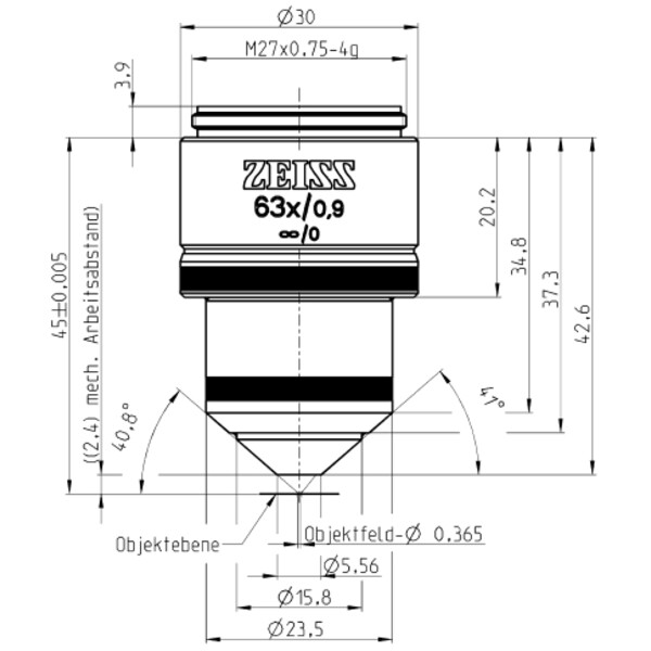 ZEISS Obiectiv W N-Achroplan 63x/0.9 wd=2.4mm