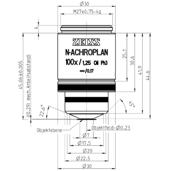 ZEISS Obiectiv N-Achroplan 100x/1.25 Oil Ph3 wd=0.29mm
