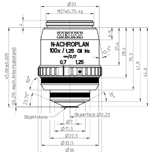 ZEISS obiectiv Objektiv N-Achroplan 100x/1,25 Oil Iris wd=0,29mm