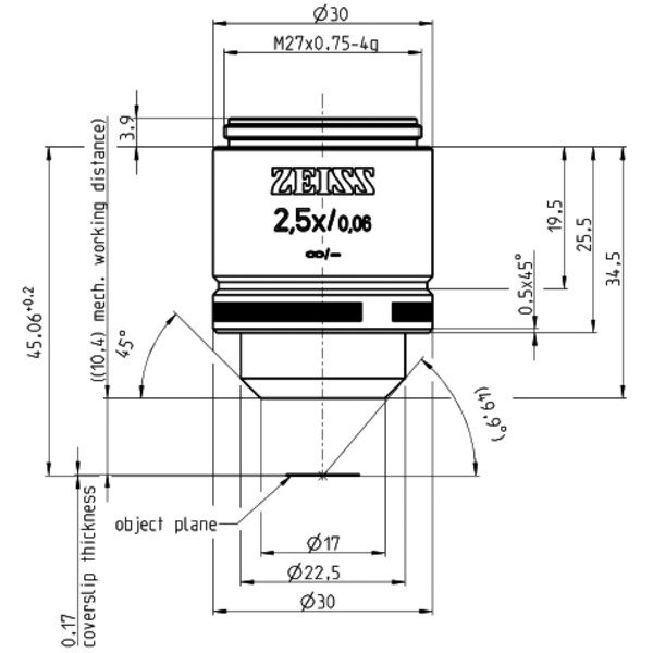 ZEISS Obiectiv A-Plan 2.5x/0.06 wd=10.4mm