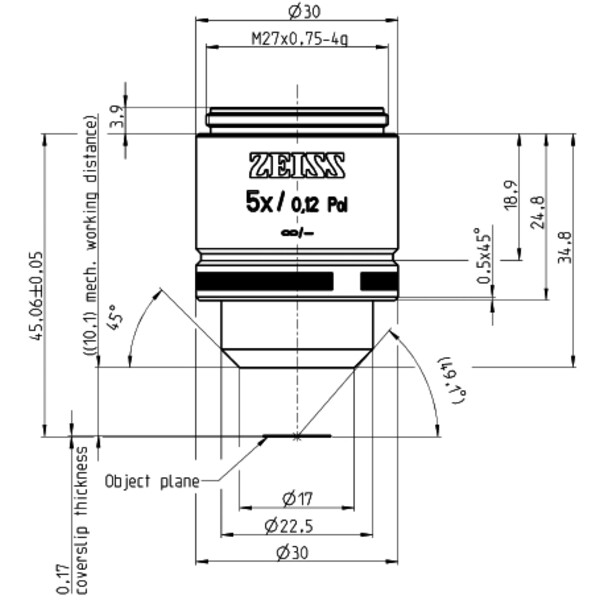 ZEISS Obiectiv A-Plan 5x/0.12 Pol wd=10.1mm
