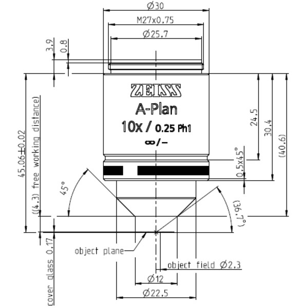 ZEISS Obiectiv A-Plan 10x/0.25 Ph1 wd=4.3mm