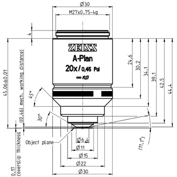 ZEISS Obiectiv A-Plan 20x/0.45 Pol wd=0.46mm