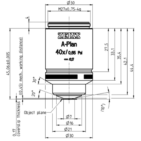 ZEISS Obiectiv A-Plan 40x/0.65 Pol wd=0.45mm