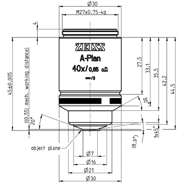 ZEISS obiectiv Objektiv A-Plan 40x/0,65 D=0 wd=0,55mm