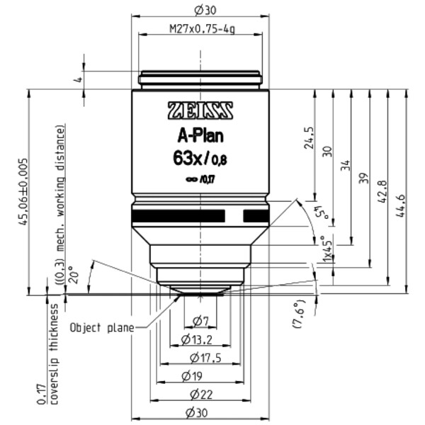 ZEISS Obiectiv A-Plan 63x/0.8 wd=0.30mm