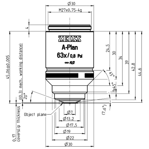 ZEISS Obiectiv A-Plan 63x/0.8 Pol wd=0.30mm