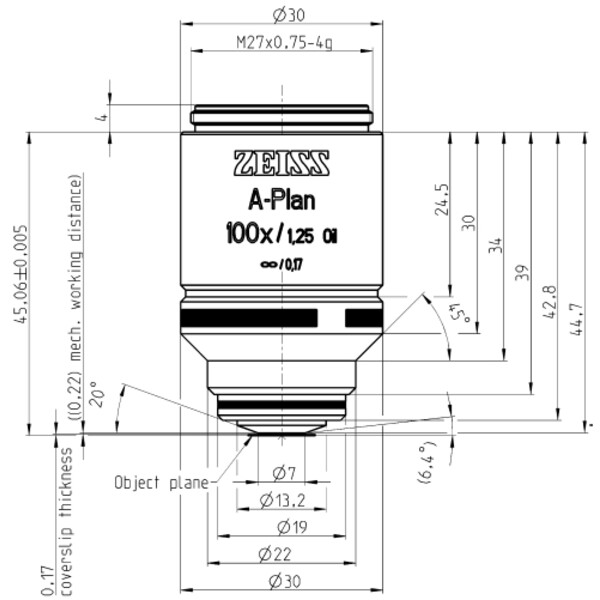 ZEISS Obiectiv A-Plan 100x/1.25 Ulei wd=0.22mm