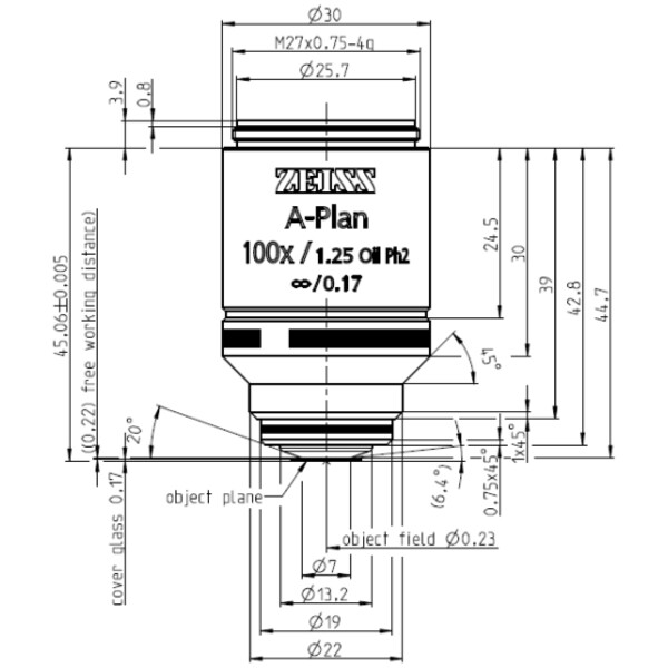 ZEISS obiectiv Objektiv A-Plan 100x/1,25 Oil Ph2 wd=0,22mm