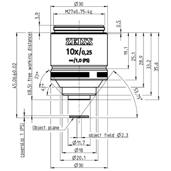 ZEISS obiectiv Objektiv LD A-Plan 10x/0,25 wd=8,5mm