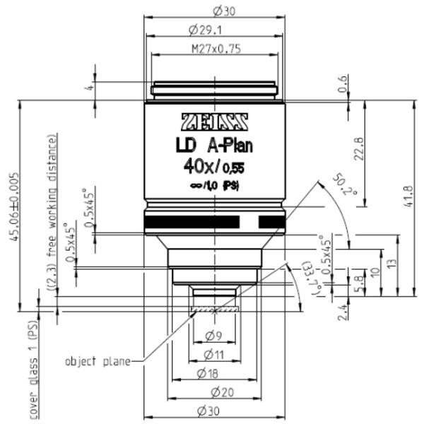 ZEISS Obiectiv LD A-Plan 40x/0.55 wd=2.3mm