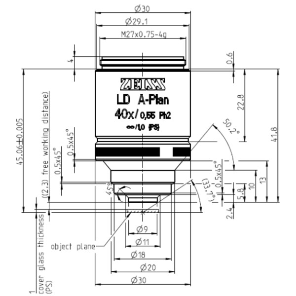 ZEISS Obiectiv LD A-Plan 40x/0.55 Ph2 wd=2.3mm