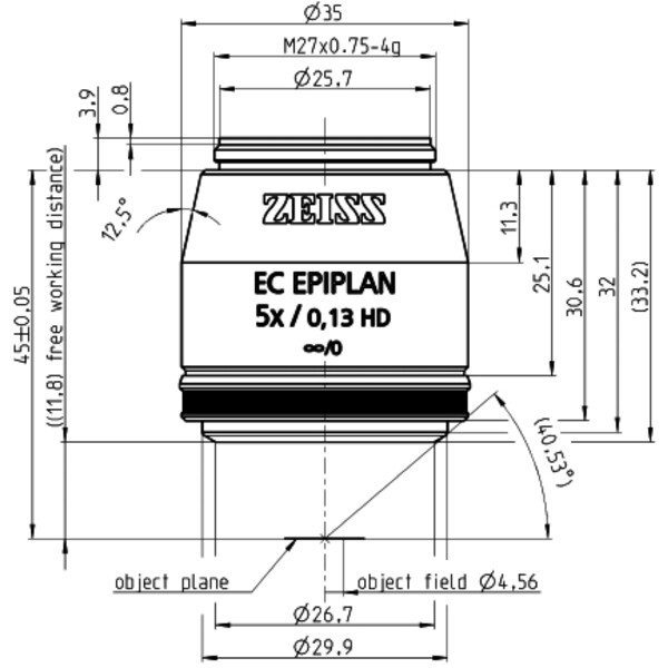 ZEISS Obiectiv EC Epiplan 5x/0.13 HD ld=11.8mm