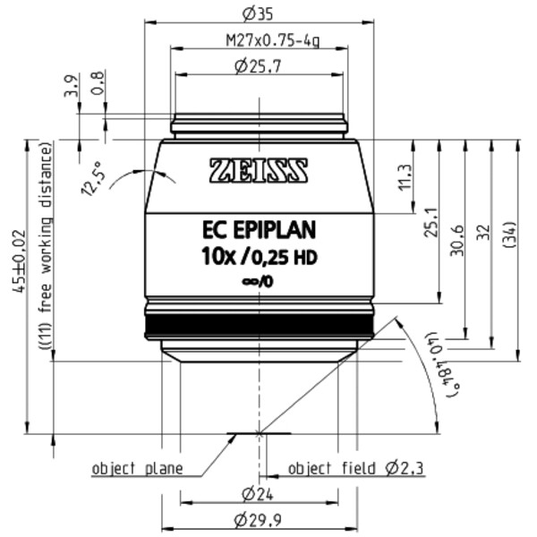 ZEISS Obiectiv EC Epiplan 10x/0.25 HD wd=11.0mm