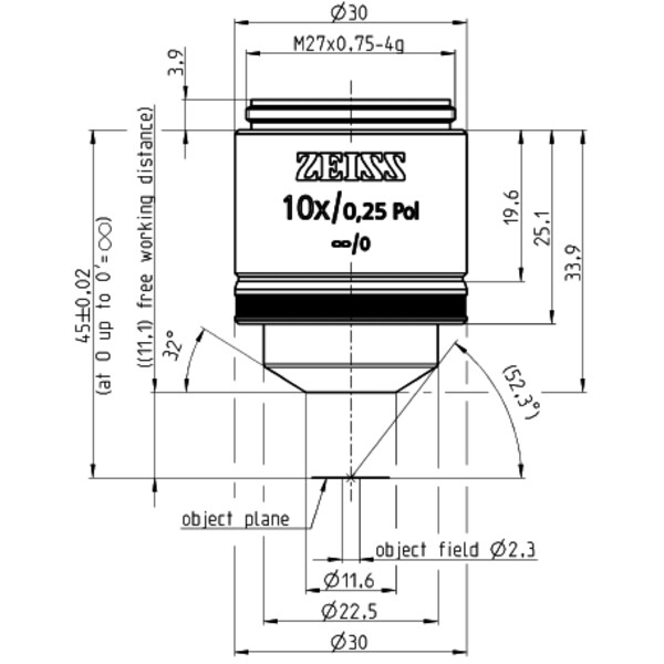 ZEISS Obiectiv EC Epiplan 10x/0.25 Pol wd=11.0mm