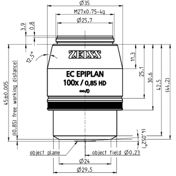 ZEISS Obiectiv EC Epiplan 100x/0.85 HD wd=0.87mm