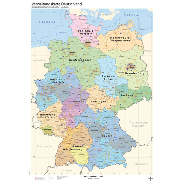 GeoMetro Harta Deutschland politsch (70 x 100 cm)