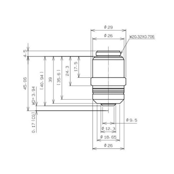 Evident Olympus Obiectiv LPLN40X/0.65, plan, infinit, uscat, w.d.3.4-4.10, sticlă de acoperire 0-1.00