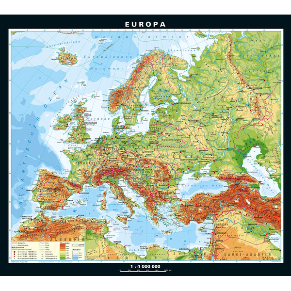 PONS Hartă continentală Europa fizică & politică (158 x 142 cm)