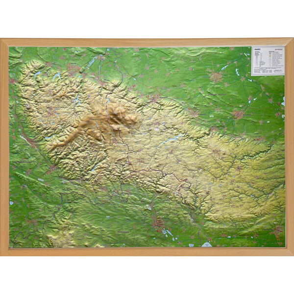 Georelief Harta regionala Harz 3D Reliefkarte (77 x 57 cm)