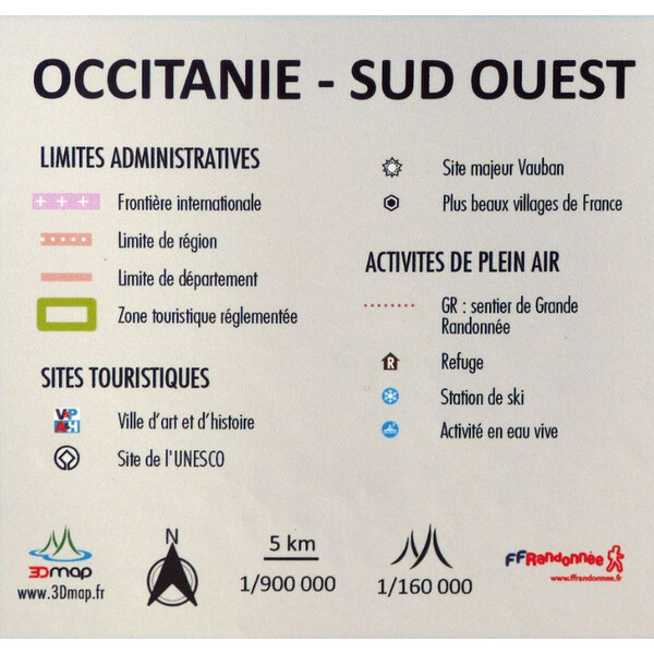 3Dmap Harta regionala Occitanie - Sud Ouest