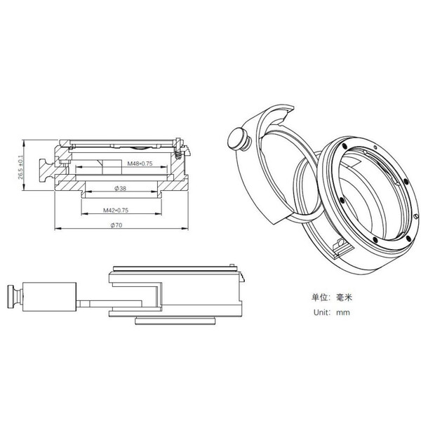 Pierro Astro Adaptoare Canon EOS - T2 cu suport pentru filtru ZWO